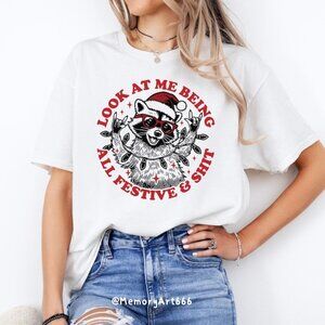 Funny Trendy Snarky Sarcastic Merry Christmas Raccoon Shirt